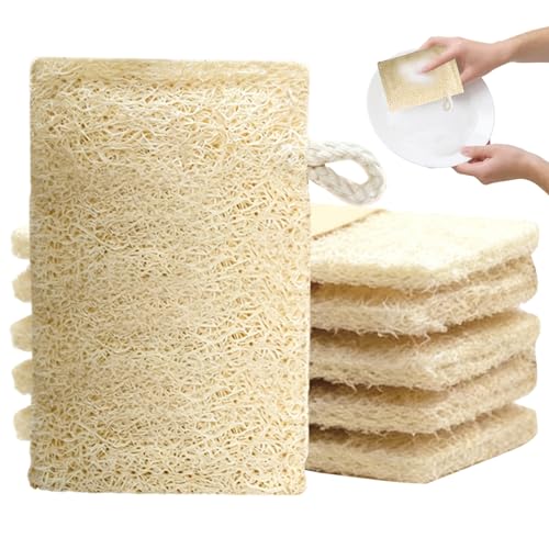 6 Bio-Teile Luffa Schwamm 100% Bio Loofah Schwamm Biologisch Abbaubar Und Kompostierbar NatüRlich Und Umweltfreundlich Luffa Samen Luffa Seifenablage Geeignet FüR KüChen Badezimmer Camping