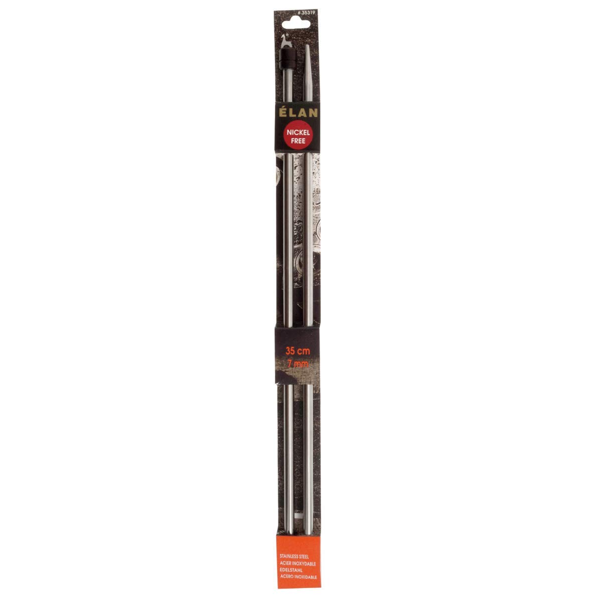 Pony Single Ended Elan Knitting Pins Stainless Steel with Rosewood Knob - 35Cm x 7.00mm