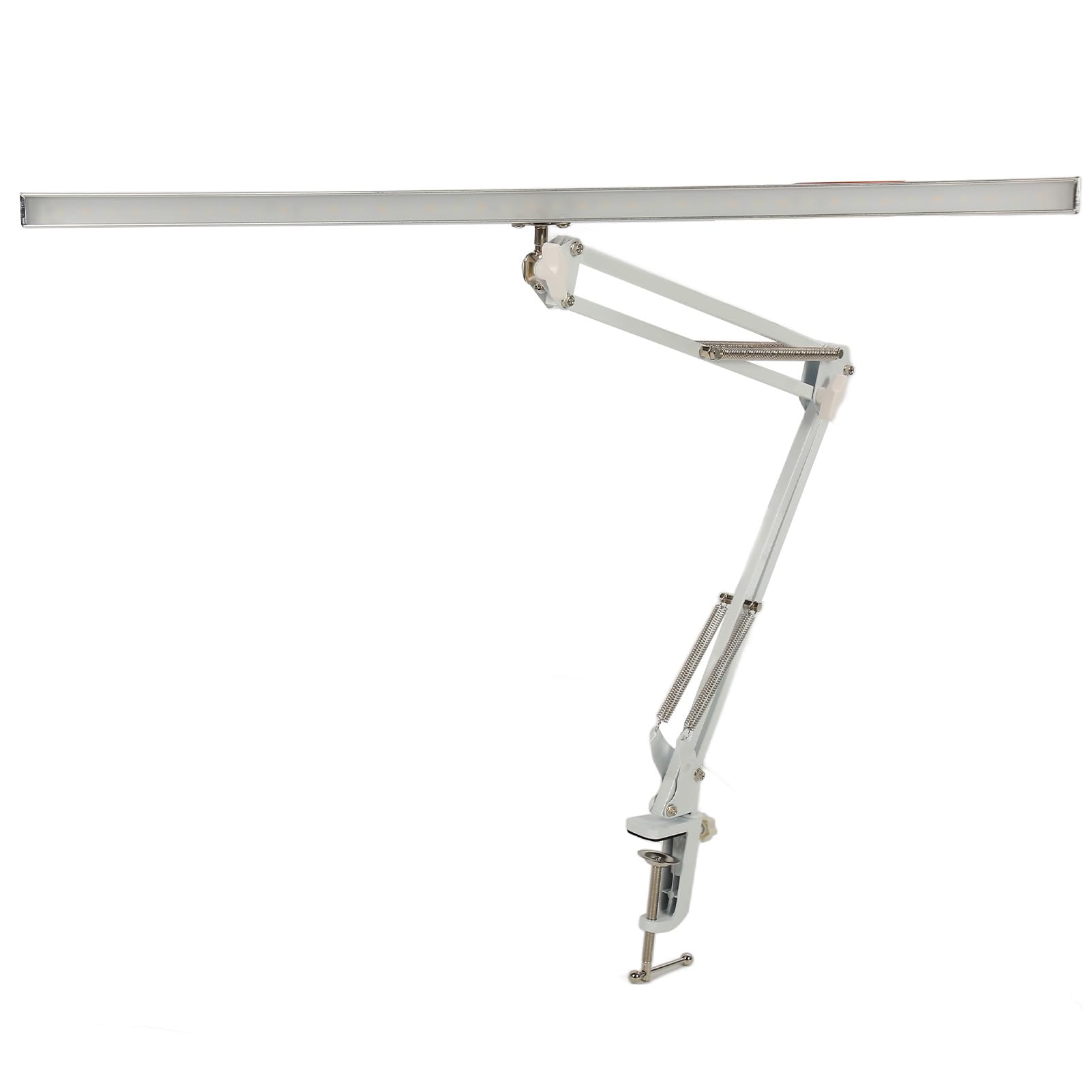 Lampa Biurkowa z Klipsem, ramię Wahadłowe Lampa Biurkowa LED Beauty Składane Ramiona 3 Kolory Regulowane za pomocą Zacisku do Salonu Piękności do Nauki (Srebrny zacisk)