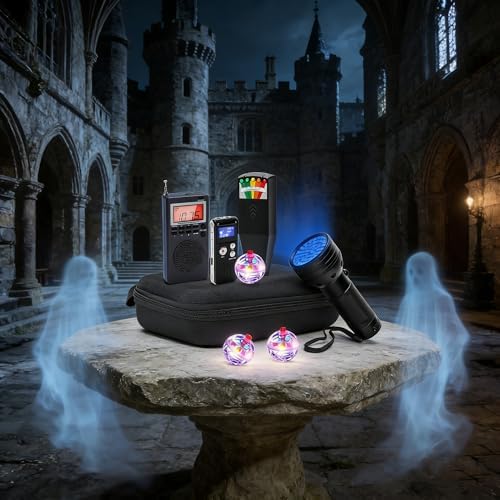 Professionelles 8-teiliges Geisterjagdausrüstungs-Set, Geisterjagd-Kit für paranormale Forschung, komplette Geisteruntersuchungsausrüstung mit EMF-Messgerät, Spirituosenbox und Rekorder