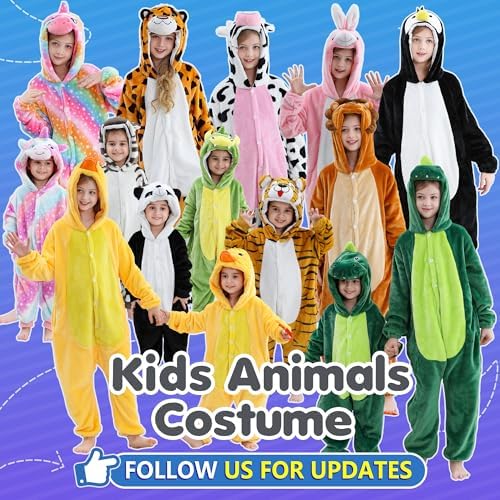 MICHLEY Kids Animal Onesie Cosplay Halloween Christmas Costume One Piece Pajamas 5-6T, Green, Size110 — view 7