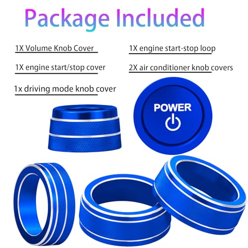 Image of for Toyota RAV4 /RAV4 Hybrid 2023 2024 2025 air Conditioning knob Cover, Start Button Cover Decorative Ring, Volume, Aluminum Alloy Decoration (RAV4 Hybrid, Blue)