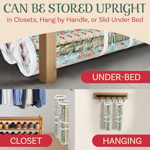 Wrapping Paper Storage - Set of 2 Organizers for 50 Rolls of Gift Wrap - Clear Totes with Handles for Holiday, Christmas, or Any Occasion by Elf Stor by Elf Stor - Image 7