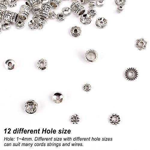 Silver Spacers Beads For Jewelry Making Supplies 600 Pcs, 12 Styles Taomoder Diy Bead Spacers For Jewelry Making Ankle Bracelets For Women Necklace Bracelets Mens Bracelet Beads #TOP5