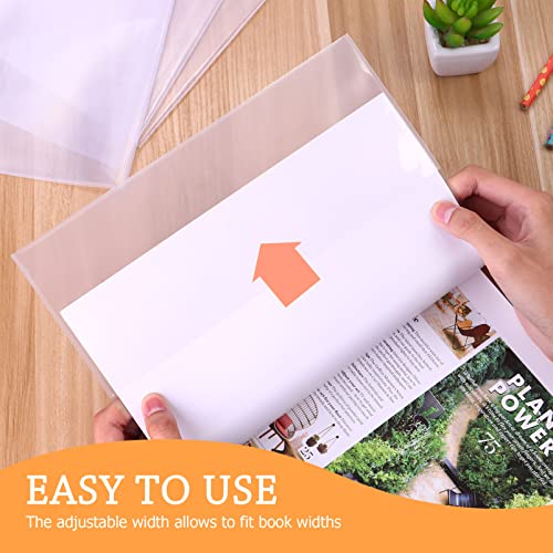 Sewroro 5pcs Clear Book Covers Waterproof Plastic Book Sleeves Transparent Book Protective Covers Textbook Protective Slipcases Against Dust Water and Wear - Image 4