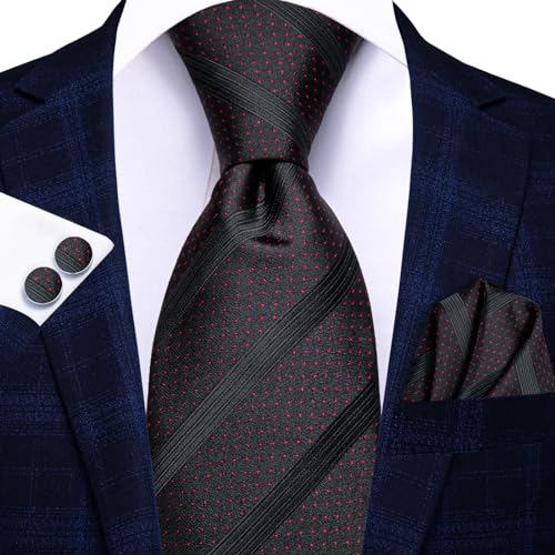 Image of Hi-Tie Men's Silk Ties Formal Woven Classic Necktie Pocket Square Cufflinks Lapel Pin Set Wedding Business