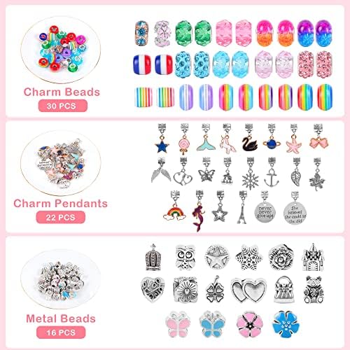 BOYIYUEQI Charm Bracelet Making Kit for Girls, DIY Jewelery Making, Unicorn/Mermaid/Swan/Dreamy/European Craft Gifts for Teen Girls colorful RYQL1 BOYIYUEQI 3 51PZLcTuB0L. AC