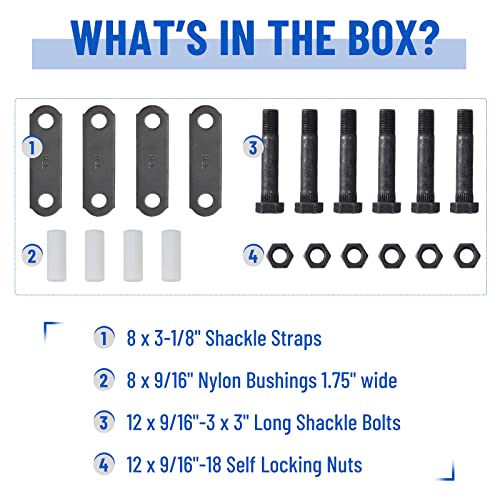 Image of 2 Pack Trailer Shackle Kit, Tandem Axle Trailer Kit for Double Eye Spring (3,500 lbs-7,200 lbs Axles)