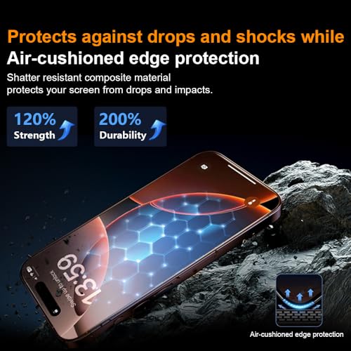 Image of OneFish Screen Protector Glass for iPhone 14 Pro Max / 15 Plus, 9H Glass Scratch Resistant, Dynamic Island Compatible, HD Clarity Tempered Film with Installation Frame, Easy Installation, 2Pack.