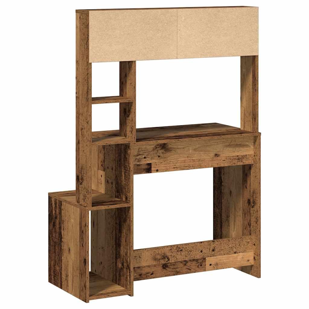 Scrivania con Ripiani 100x45x140cm Truciolato Effetto Legno | Tavolo studio per ufficio e soggiorno con ampi scomparti rialzati e stabili ripiani portaoggetti in legno ingegnerizzato.