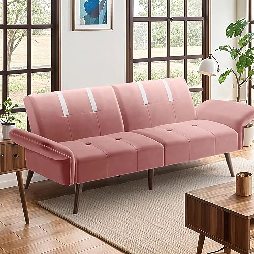 Image of Shintenchi Sofa Sleeper, Sleeper Sofa Couch with Adjustable Armrests Backrest, Sofa for Living Room Apartments Office Small Spaces,Yellow
