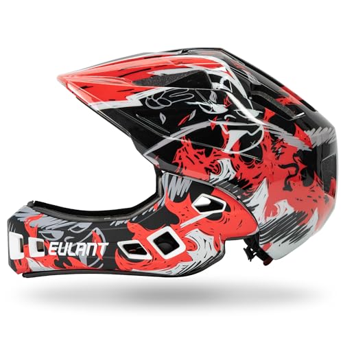 YEEKORO Kids Bike Helmet with Chin Guard, Adjustable Detachable Children’s Full Face Helmet for Girls and Boys, Cycling Helmet Skateboard, Scooter, Protective Gear Size 20.5-22 Inches