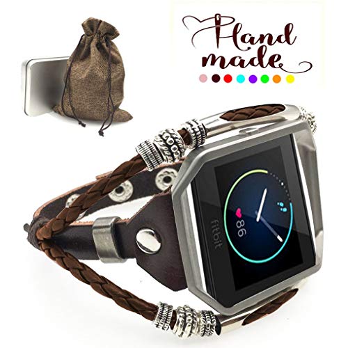 Marval.P Compatible with Fitbit Blaze Bands, Handmade Leather DIY Band, Replacement Bracelet Strap, Wristbands with Adjustable Size, Fashion Wrist Band Straps