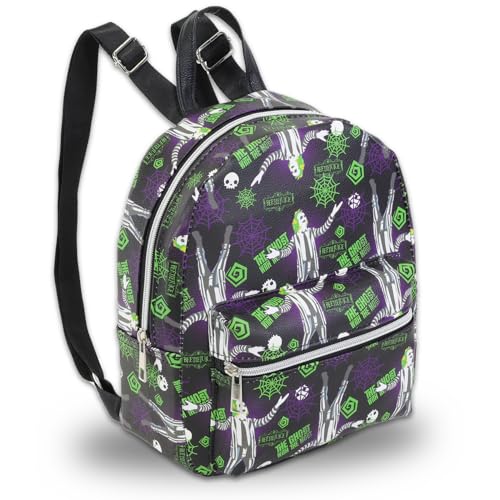 WARNER BROS PICTURES Beetlejuice Mini Mochila feminina – Mochila Beetlejuice de lona de 25,4 cm com