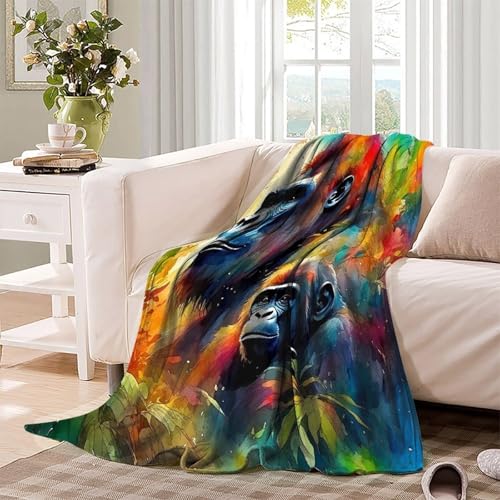 Couverture douillette gorille 3D en microfibre moelleuse supérieure
