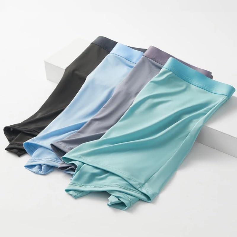 Large Size 4XL-10XL Fashion Ice Silk Underwear Men High Waist Breathable Boxer Briefs Soft Skin-Friendly Panties(Color:Black,Size:7X-Large)3