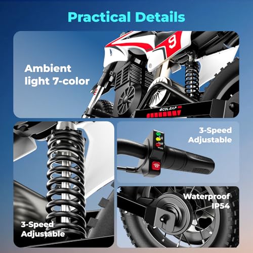 Image of K1 Kids Electric Dirt Bike, 36V, 700W, 16 MPH, 14-Mile, Ages 3-10 (Cherry Red)
