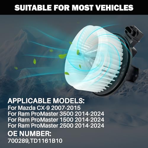 Image of 700289 AC Heater Blower Motor Fan Assembly Fit for Mazda cx-9 2007-2015,for Ram ProMaster 1500 2014-2024, Pro Master 2500 2014-2024, ProMaster 3500 2014-2024, TD1161B10