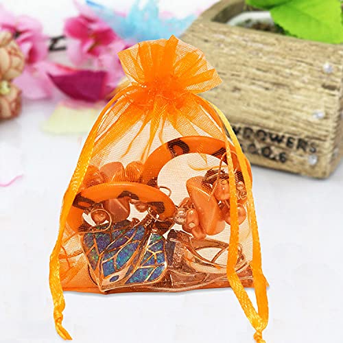 Image of Dealglad 50pcs Drawstring Organza Jewelry Candy Pouch Christmas Wedding Party Favor Gift Bags (3x4, Orange)