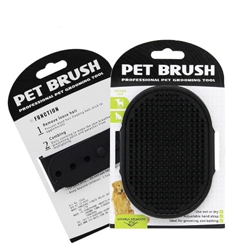 狗狗洗发水刷,宠物洗发水沐浴刷舒缓按摩橡胶梳,带可调节环形手柄,适合长毛狗和猫 5 件/855