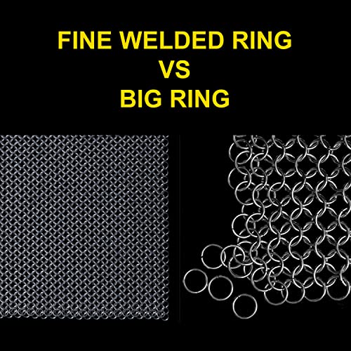 Image of Mesh Cast Iron Scrubber Fine Rings Welded Chainmail Scrubber for Cups, Skillet Cast Iron Cleaner (6 inchX6 inch)