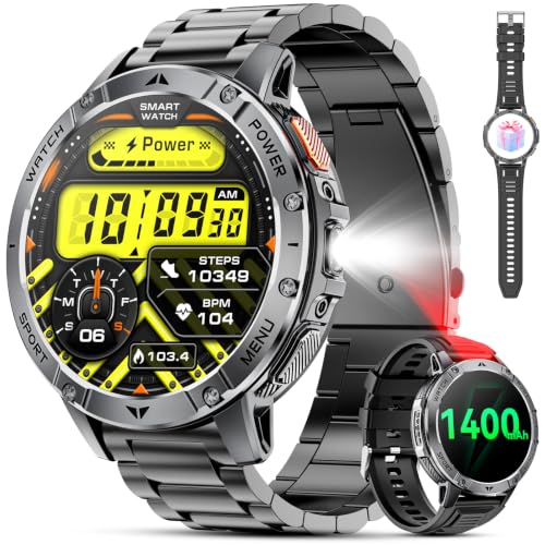 Military Smart Watch for Men, 1.7" Smartwatch with Flashlight & SOS Light - image 1