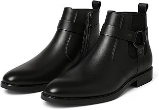 Kraasa THE HARNESS – Men’s stylish vegan Leather Chelsea Boots with Side Zipper & O-ring Strap Elastic Panel Ankle Boot (Tan/Black/Brown)
