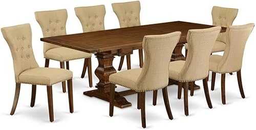 Miniatura 14 de East West Furniture LAGA11-78-03 - Juego de mesa de comedor de 11 piezas, incluye una mesa de comedor rectangular con hojas extraíbles y 10 sillas