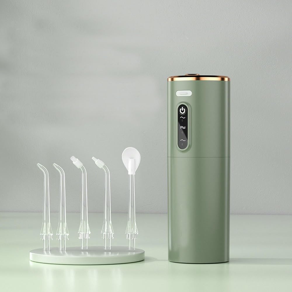 Irrigador bucal inalámbrico 3 Modos, 5 boquillas, diseño portátil y Recargable, para la Limpieza Dental.