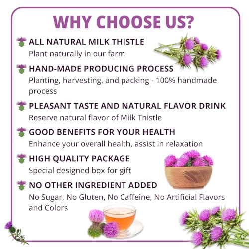Image of VIDA FARM 125 Milk Thistle Tea Bags | 100% Natural Seeds and Leaves, Dried Herbal Tea, Sugar Free, Caffeine Free