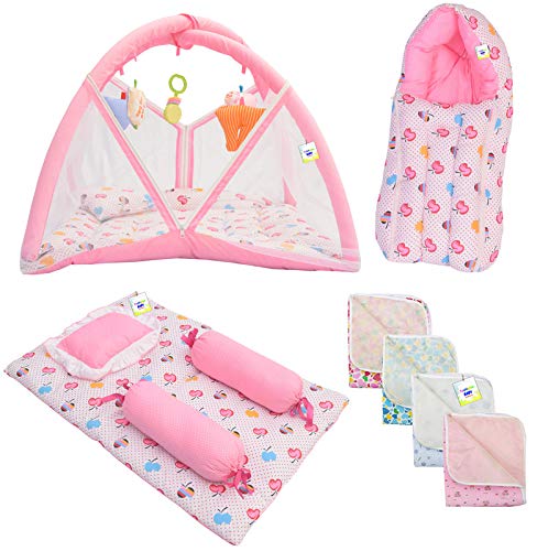 RBC RIYA R Flat Bed New Born Baby Boy's & Baby Girl's Bedding Set Combo (0-6 Months) (4PCS Set)