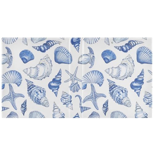 Image of 3 Ring Binder Blue Seashells Ocean Nautical Coastal 1.5 inch Binders Three Ring Binders with Clipboard Fit 8.5'' x 11'' Paper 3 Interior PVC Clear Pockets for Office Supplies