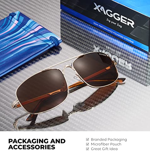 Image of Polarized Brow Bar Aviator Sunglasses for Men Pilot Military Style Metal Frame Driving Shades UV400