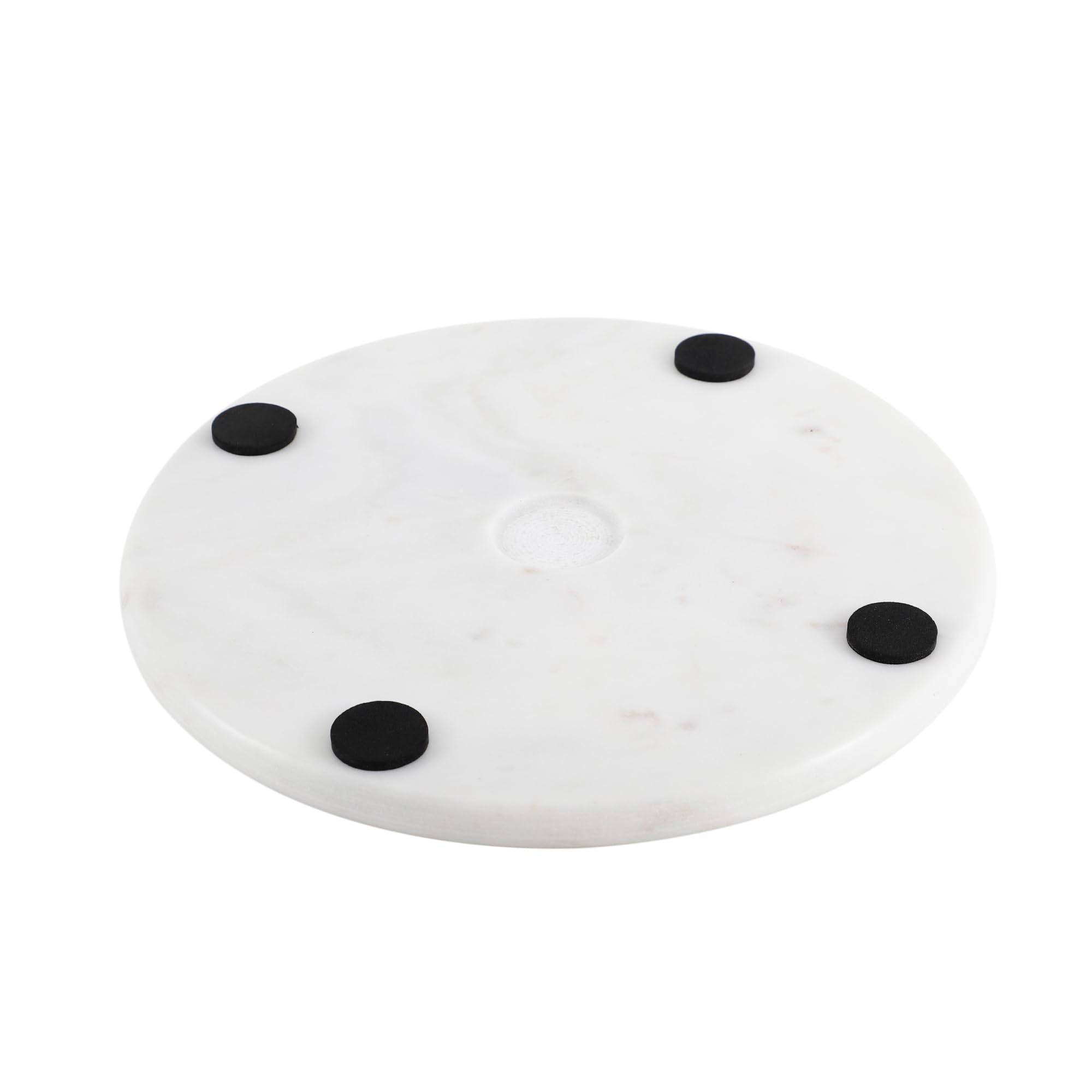 NikkisPride Handmade Marble Round Cheese Platter with Knife Combo | Serving Board for Cheese, Charcuterie & Appetizers | Tray for Parties, Home & Gifting | 28x28cm 4