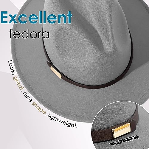 Image of Fedora Hats for Men Wide Brim Panama Hat with Classic Belt