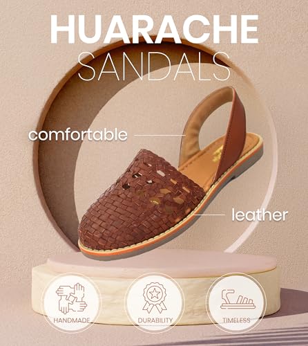 Macarena Collection Womens Shoes Leather Sandals for Women | Huarache Handmade Mexican Sandals Women | Comfortable & Stylish Womens Sandals 23403