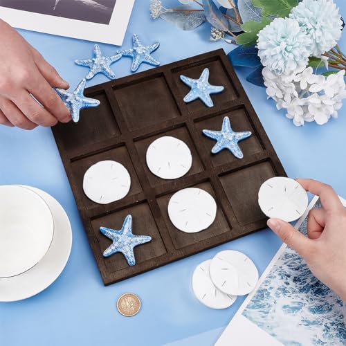 Starfish Tic Tac Toe Game Set de FINGERINSPIRE - Juego de mesa con tablero de madera y piezas de resina temáticas de la playa miniatura 3