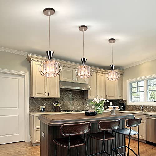 Frixchur Chrome Crystal Pendant Light Flush Mount Ceiling Lighting Adjustable Hanging Lighting Fixture Mini Crystal Chandelier For Hallway Dining Table Bedroom Kitchen Island Closet Bar E26 #TOP2