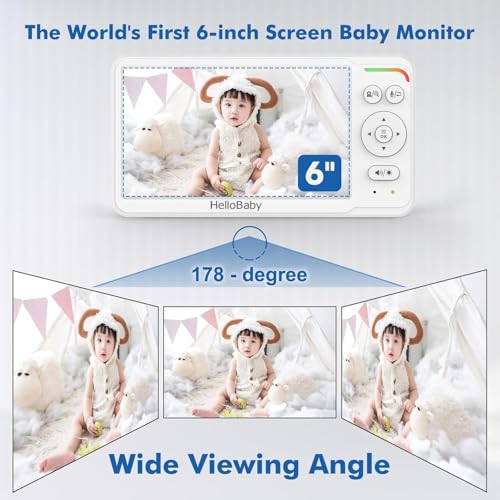 HelloBaby Baby Monitor with Camera and Night Vision, World First 6" Split Screen 30-Hrs Battery, 1000ft, No WiFi, Remote Pan/Tilt/Zoom Camera, VOX ECO, 2-Way Talk, Portable Screen for Travel - Image 2