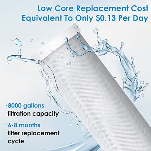 Vortopt Countertop Water Filter System - 5-Stage Stainless Steel Faucet Water Filter For 8000 Gallons - Water Purifier With Kdf - Reduces Chlorine, Heavy Metals, Bad Odors - F7 - Includes 1 Filter #TOP3