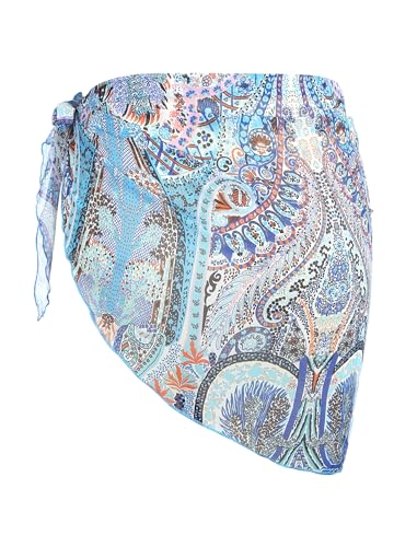 Image of ZAFUL Boho Beach Cover Ups for Women Sarong Coverups Sheer Bikini Chiffon Wraps Skirts for Swimwear
