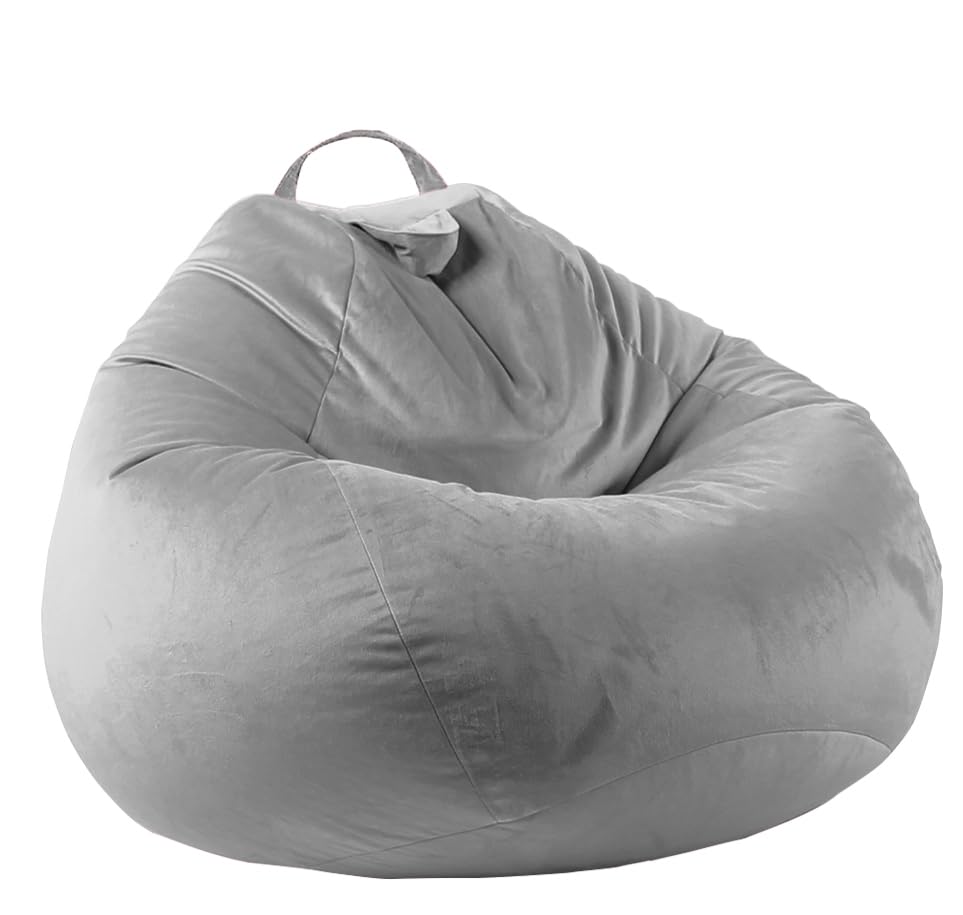 LPMOERALPMOERA Stuffed Animal Storage Bean Bag Chair Cover (No Filler) Zipper Soft Fuzzy Fluffy Stuffable Bean Bag Cover for Organizing Children Plush Toys or Memory Dark Grey Large