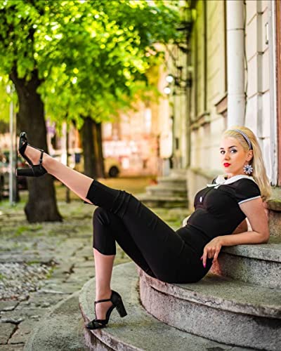 Ro Rox Ella Capri Pants Pedal Pushers Rockabilly Vintage Pinup Retro 1950'S Trousers - Black (L) #TOP4