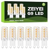 ZEIYEI G9 LED Bulbs, 6-Pack, 4W (40-50W Halogen Equivalent), 3000K Warm White, Non-Dimmable - Ideal for Chandeliers, Ceiling Fans, Wall Sconces, Home and Office Lighting.