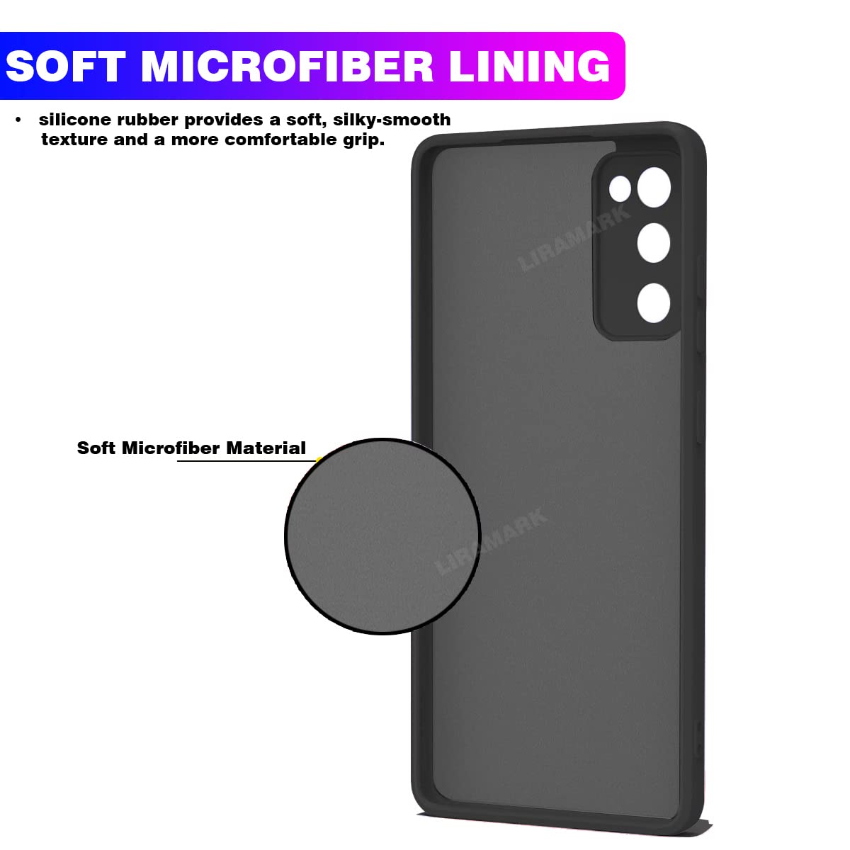 LIRAMARK Silicone Soft Back Cover Case for Samsung Galaxy S20 FE (Black) — Amazon image 4