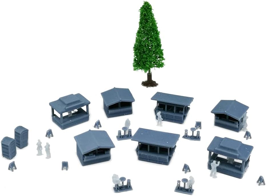 Outland Models Railway Layout Christmas Market and Figure Set 1:160 N Scale