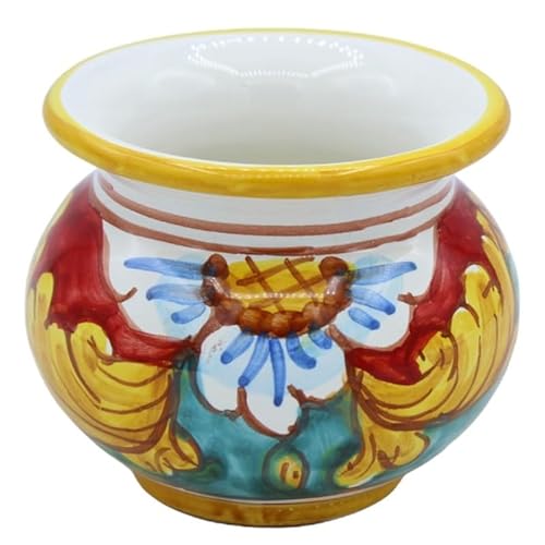 SICILIA BEDDA CAPACI Cachepot Vaso per piante in ceramica Caltagirone, decoro Barocco su fondo verderame, disponibile in varie misure - Mod TD - decorum 5