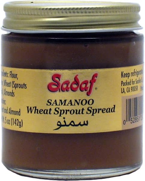 Sadaf Samanoo Wheat Sprout Spread - Traditional Persian Pudding - Persian Samanu - No Added Sugars - No Preservatives - 5 oz Jar