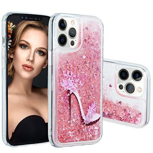 Compatible con iPhone 14 Pro Custodia Brillantini Liquido Glitter Floating Trasparente Ultrasottile Antiurto Protettivo Cover per 14 Pro High Heels XYLS. silicone