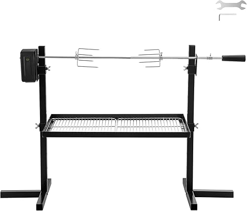 Kit de parrilla para asador, soporte de asador de trípode, asador de carbón asador de 29 pulgadas con motor de CC portátil de 3 V y altura ajustable
